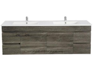 POSEIDON B154 WALL HUNG VANITY DARK GREY WOOD GRAIN 1500MM