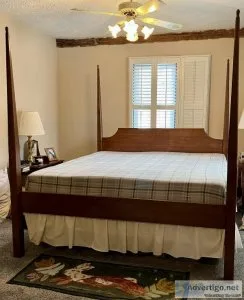 Amish Built Shaker Pencil Post Oak Bed Frame