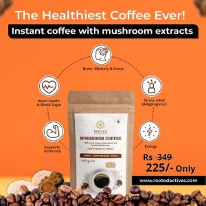 Buy instant coffee with mushroom extracts at rooted actives