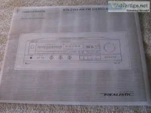 REALISTIC STA-2150 AM-FM STEREO RECEIVER MANUAL (Reprint) &copy 