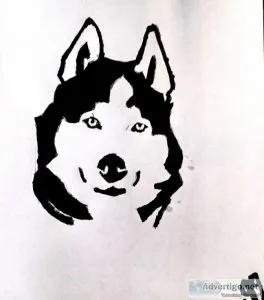 Black and White Alaska Winter Sled Dog GG &ndash 8.5&Prime x 11&