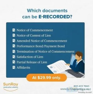 E-record your notice of commencements (noc), liens and satisfact