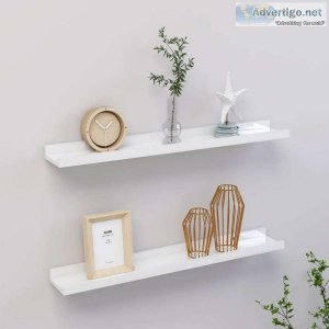 Wall Shelves 2 Pcs High Gloss White 60x9x3 Cm