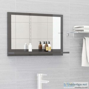 Bathroom Mirror High Gloss Grey 60cm Chipboard