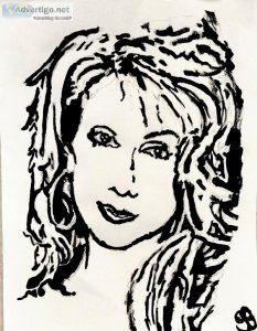 Black and White Celine Dion GG &ndash 8.5&Prime x 11&Prime Paint