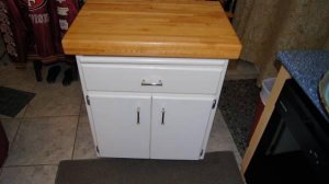 Portable Butcher Block Kitchen Island Cabinet