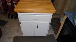 Portable Butcher Block Kitchen Island Cabinet