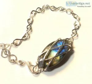 Sterling Silver Wire Wrap Labradorite Bracelet