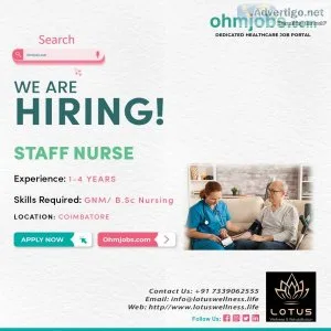 Hiring Staff Nurse for Coimbatore Location