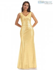 Gold satin bridesmaid dresses