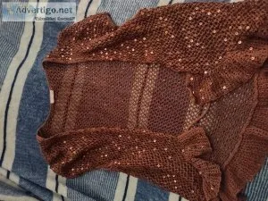 Knitted brown sweater vest with sequins. Size