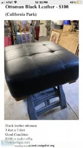 Ottoman Black Leather