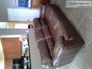brown leather sofa and chair