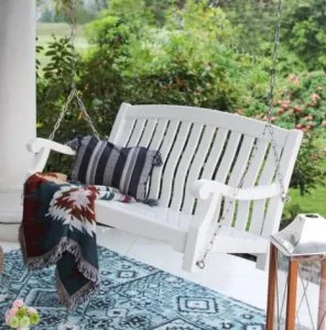 Shop Bonn Mahogany Wood White Porch Swing  Patio Furniture
