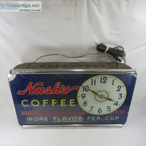 Wanted Nash Coffee lighted clock