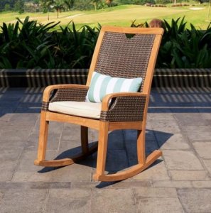 Buy Palma Teak Wood Outdoor Rocking Chair With Taupe Cushion