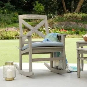 Shop Carlota Mahogany Wood Porch Rocking Chair  Patio Furniture