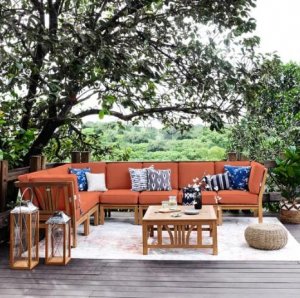 Best Teak Patio Furniture Wood 8 Piece Sectional Set For Sale