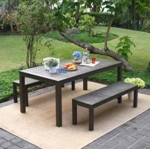 Shop Patio Furniture Wood 3 Piece Dark Gray Outdoor Dining Set