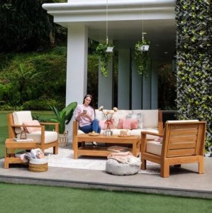 Shop Logan Teak Wood Outdoor Coffee Table  Patio Furniture