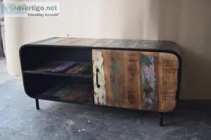 Reclaimed wood and metal cabinet