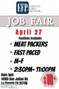 JOB FAIR WED 42722 9AM - 1PM