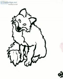 Black and White Fox 4 GG - 8.5&quot x 11&quot Painting
