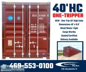 40 HC ONE-TRIP STORAGE CONTAINER ON GROUND WAXAHACHIE - NO DEPOT
