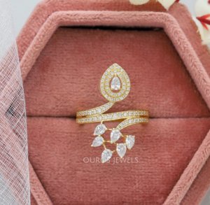 Pear cut diamond bypass ring