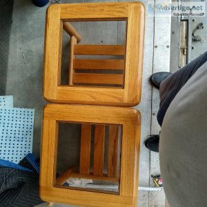 2 end tables or nite stands with glass inserts