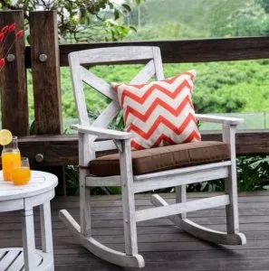 Shop Wood Porch Rocking Chair With Cushion  Patio Furniture