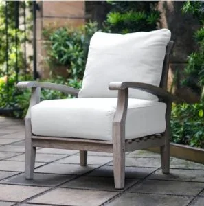 Buy Teak Wood Outdoor Lounge Chair With Off White Cushion