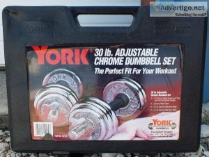 30lb Portable Dumbbell Set York with Carry Case.