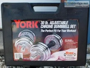 30lb Portable Dumbbell Set York with Carry Case.
