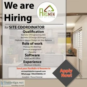 Vacancy for SITE CO-ORDINATOR