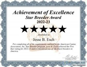 Jesse B. Esch Professional Dog Breeder of Clay Center KS