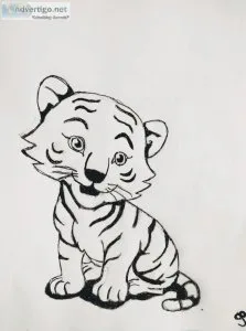 Old Black and White Tiger Cub GG - 8.5&quot x 11&quot Art Ink an
