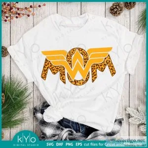 Leopard Print Wonder Woman Mom Svg Png Dxf Eps Files