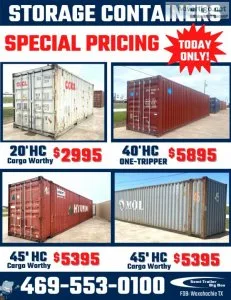 SPECIAL PRICING TODAY STORAGE CONTAINERS - FOR SALE WAXAHACHIE T