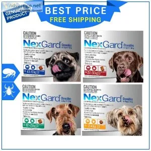 NexGard Monthly Flea Tick Prevention 3 Chews for Dogs