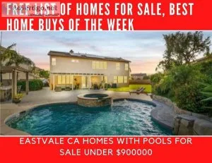 Free list of homes in Eastvale CA with pools under 900000