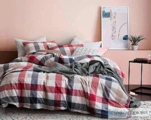 Get Striped Bedding Set Of Red Blue and White 3 Pieces