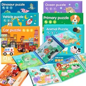 Woodmam-3 In 1 Magnetic Puzzle Book Toddler Dinosaurs Animal Toy