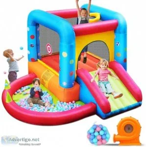 Step4Fun Inflatable Bounce House Kids Castle Slide Bouncer for C