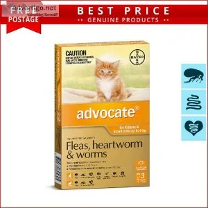 ADVOCATE Monthly Flea Heartworm Worm Control 3 Doses for Cats Up