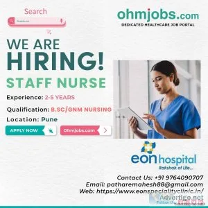 Opening &ldquoSTAFF NURSE&rdquo Pune - EON HOSPITALS