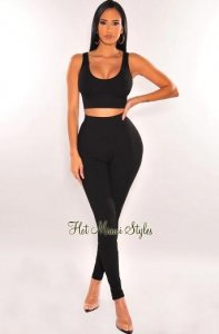 Black Tank High Waist Pants Two Piece Set &ndash Hot Miami Style