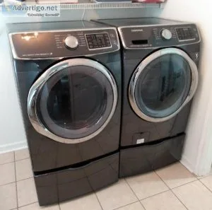SAMSUNG FRONT-LOADING WASHER and DRYER with PEDESTALS