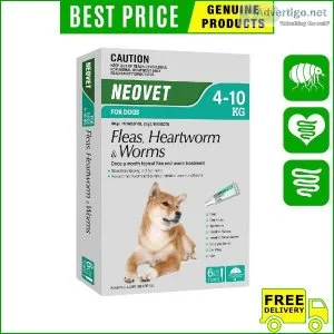 Neovet for Dogs 4 to 10 Kg AQUA Flea Heartworm Worm Treatment