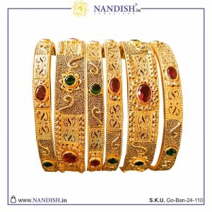 Buy gold bangles with unique designs online